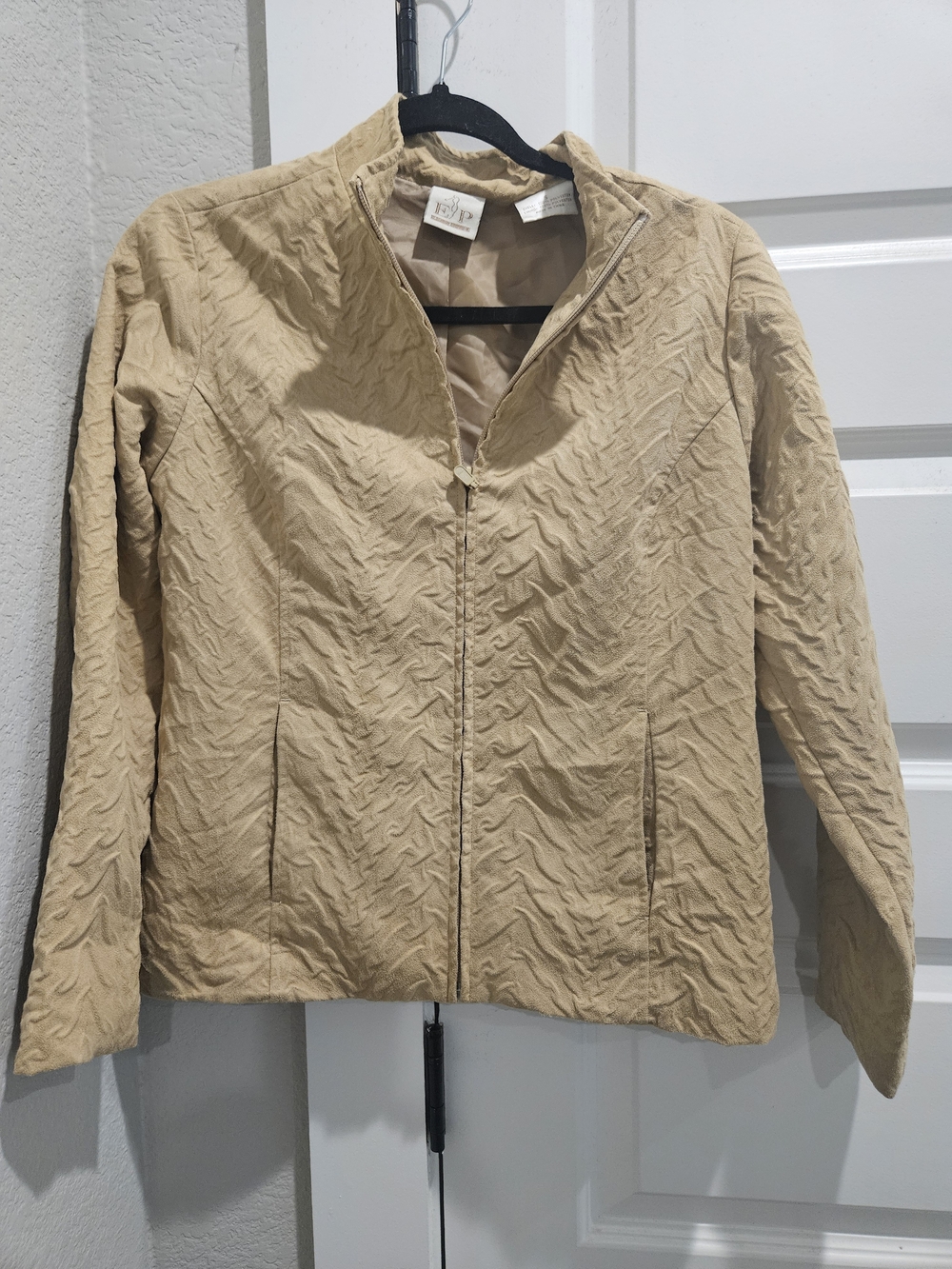 Tan Quilted Zip-Front Women's Jacket